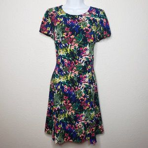 J.Crew Sz 4 Bright Floral Patterned Fit-Flare Dress (757)